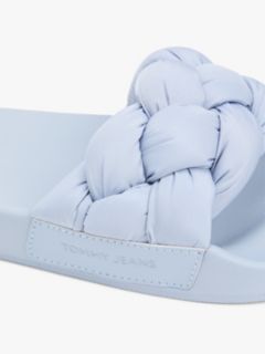 Embossed Braided Strap Slides — Blue 6