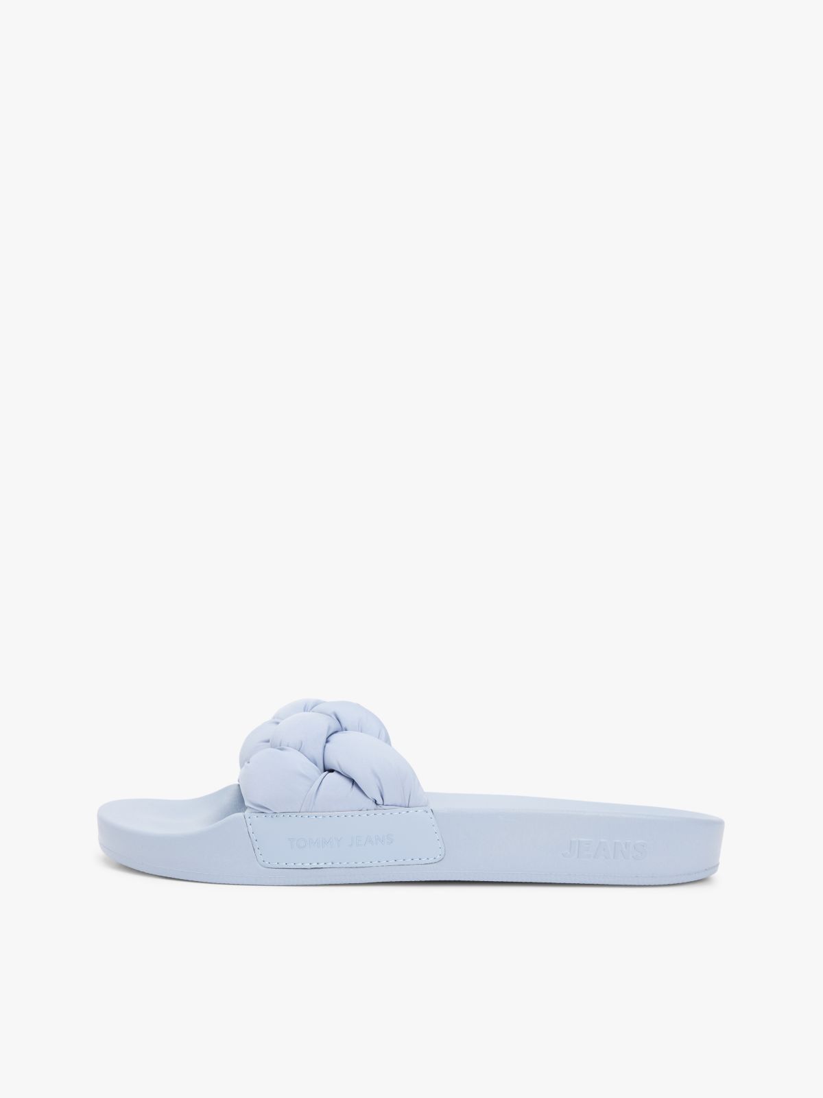 Embossed Braided Strap Slides — Blue