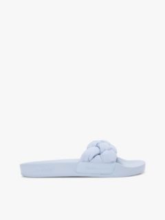Embossed Braided Strap Slides — Blue 1