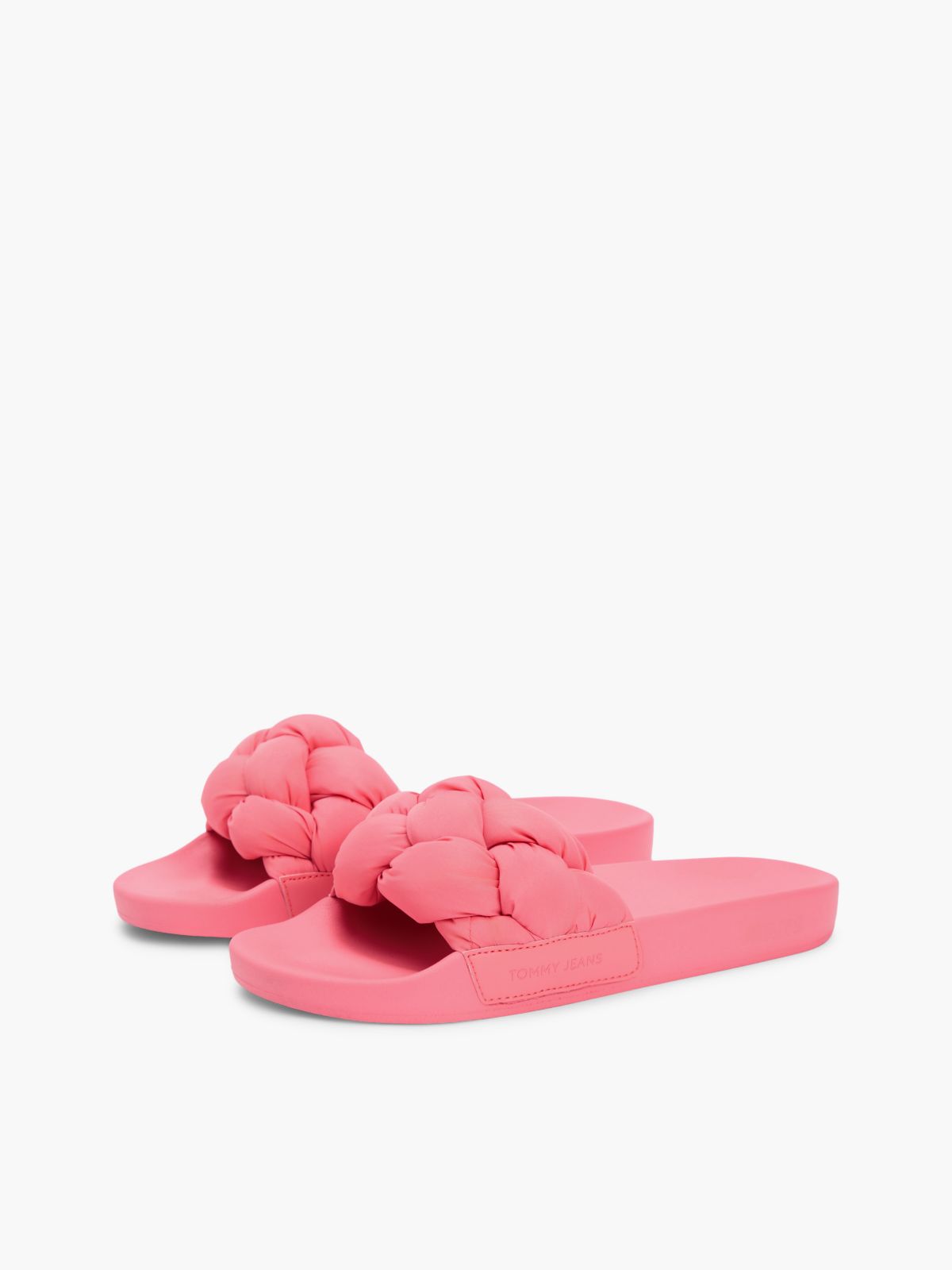 Embossed Braided Strap Slides — Pink