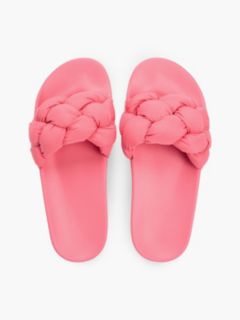 Embossed Braided Strap Slides — Pink 3