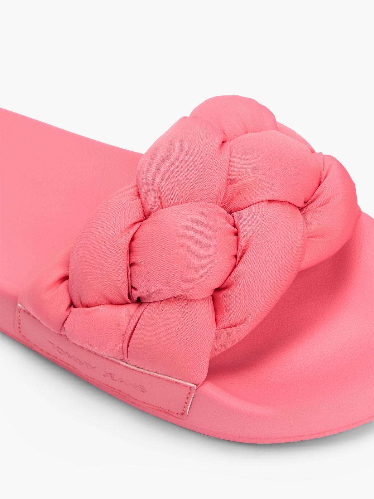 Embossed Braided Strap Slides — Pink