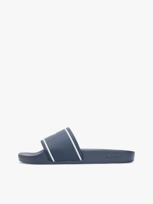 blue logo contoured pool slides for women tommy jeans