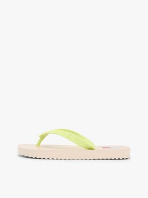 green fine cleat embossed logo flip-flops for women tommy jeans