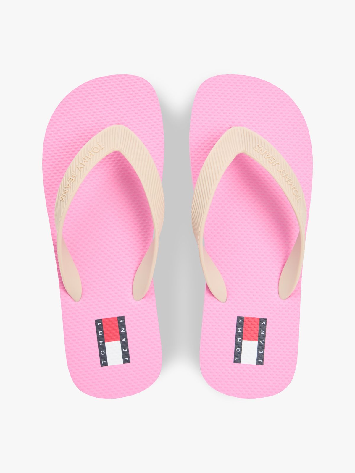 Fine Cleat Embossed Logo Flip-Flops — Pink