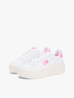 Fine Cleat Platform Basketball Trainers With Leather — Pink 2