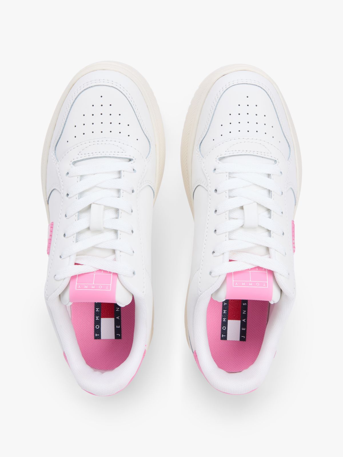 Fine Cleat Platform Basketball Trainers With Leather — Pink