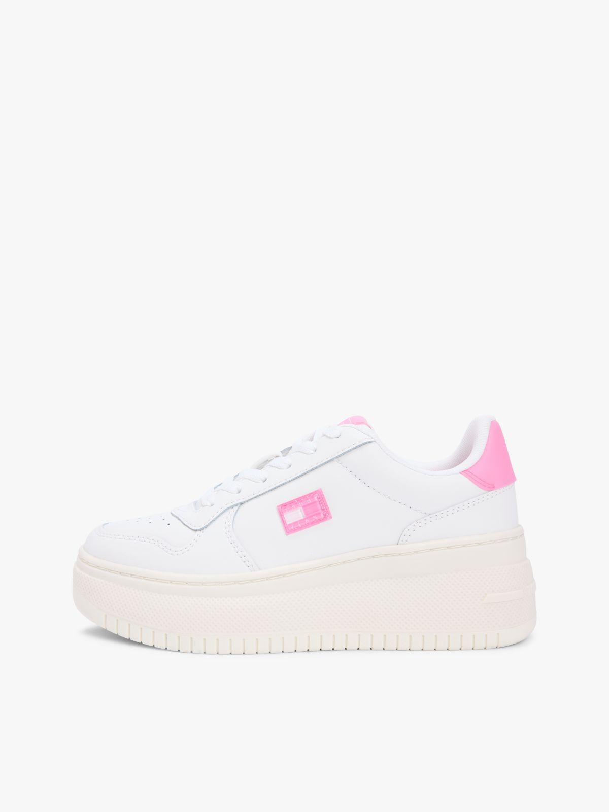 Fine Cleat Platform Basketball Trainers With Leather — Pink