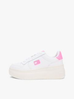 Fine Cleat Platform Basketball Trainers With Leather — Pink 7