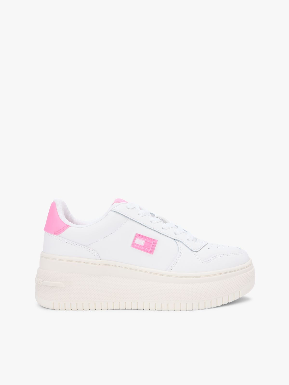 Fine Cleat Platform Basketball Trainers With Leather — Pink
