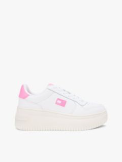 Fine Cleat Platform Basketball Trainers With Leather — Pink 1