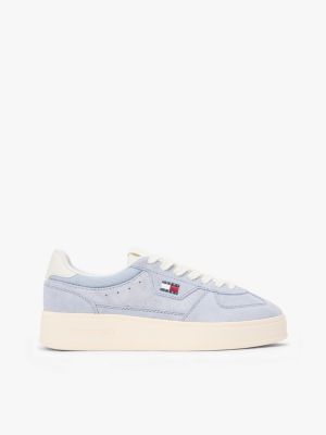 blue the greenwich chunky sneaker aus veloursleder für damen - tommy jeans
