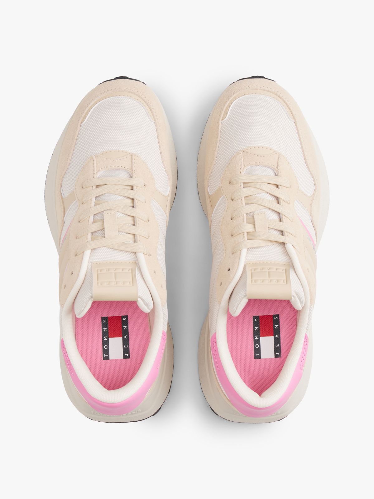 Suede Cleat Mixed Texture Trainers — Pink