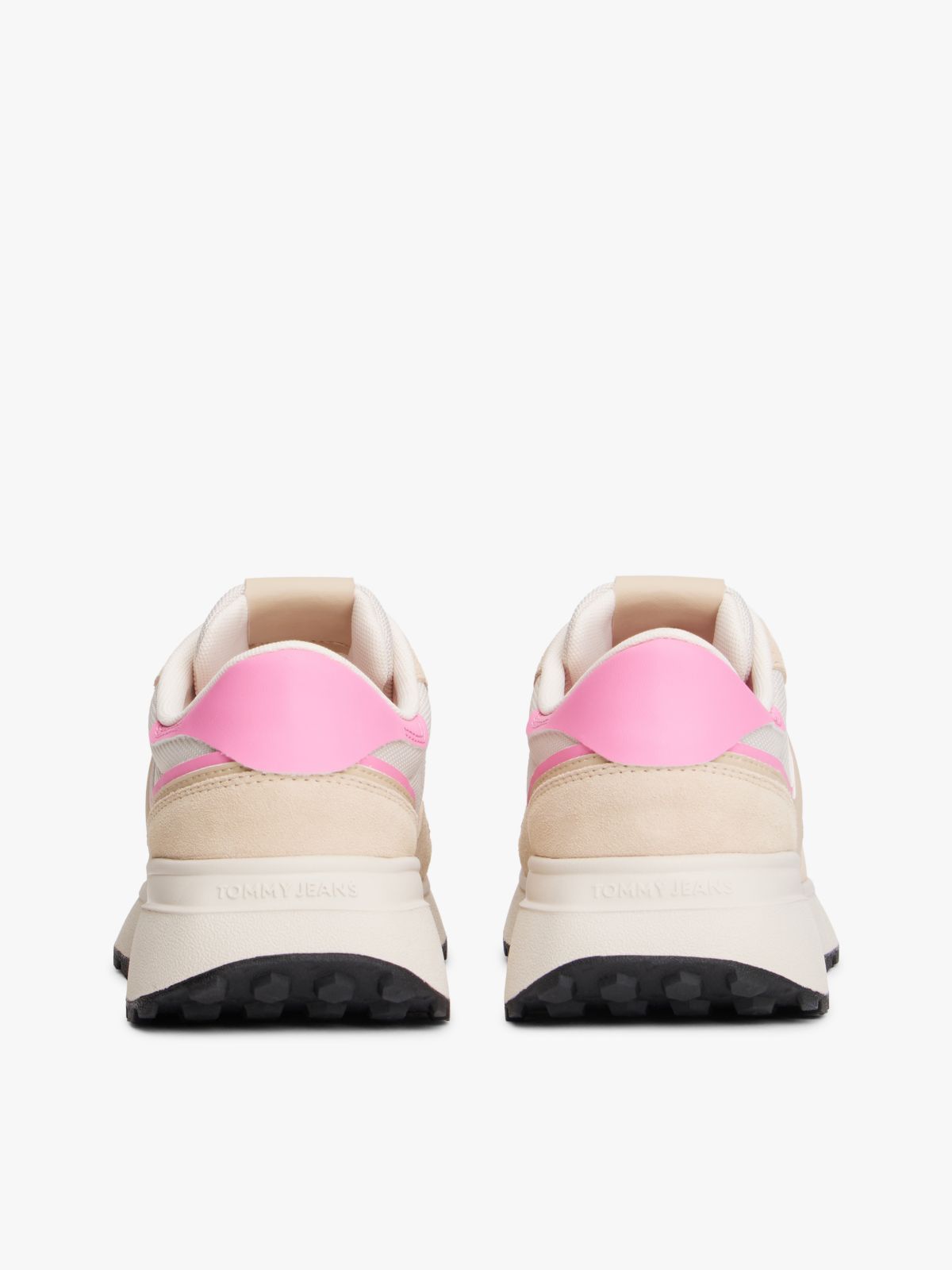 Suede Cleat Mixed Texture Trainers — Pink