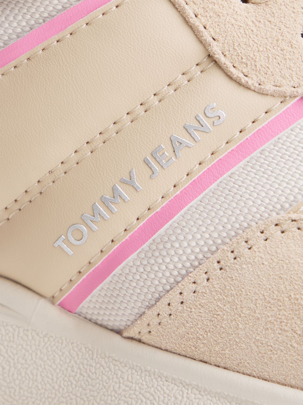 Suede Cleat Mixed Texture Trainers — Pink