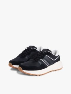 Suede Cleat Mixed Texture Trainers — Black 2