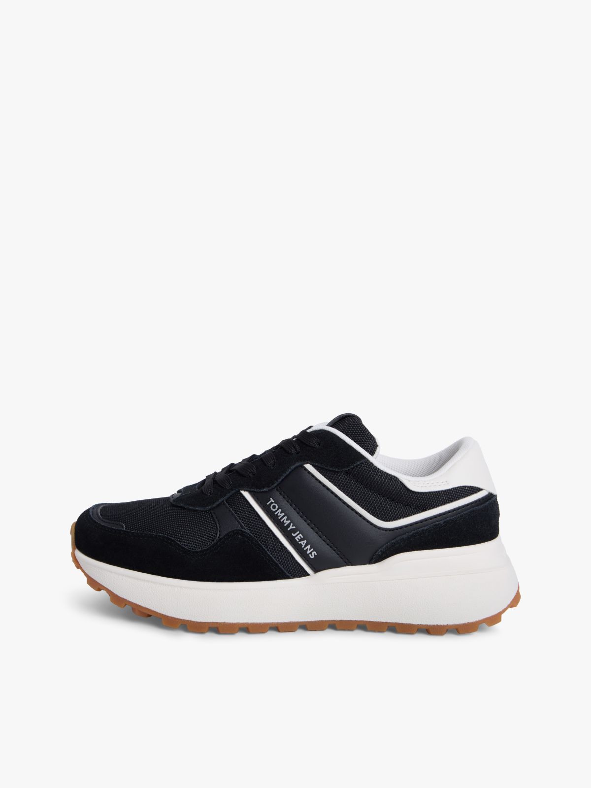 Suede Cleat Mixed Texture Trainers — Black