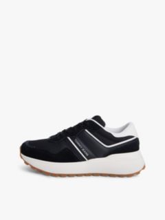 Suede Cleat Mixed Texture Trainers — Black 7