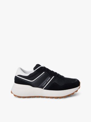 black rutschhemmender veloursleder-sneaker für damen - tommy jeans