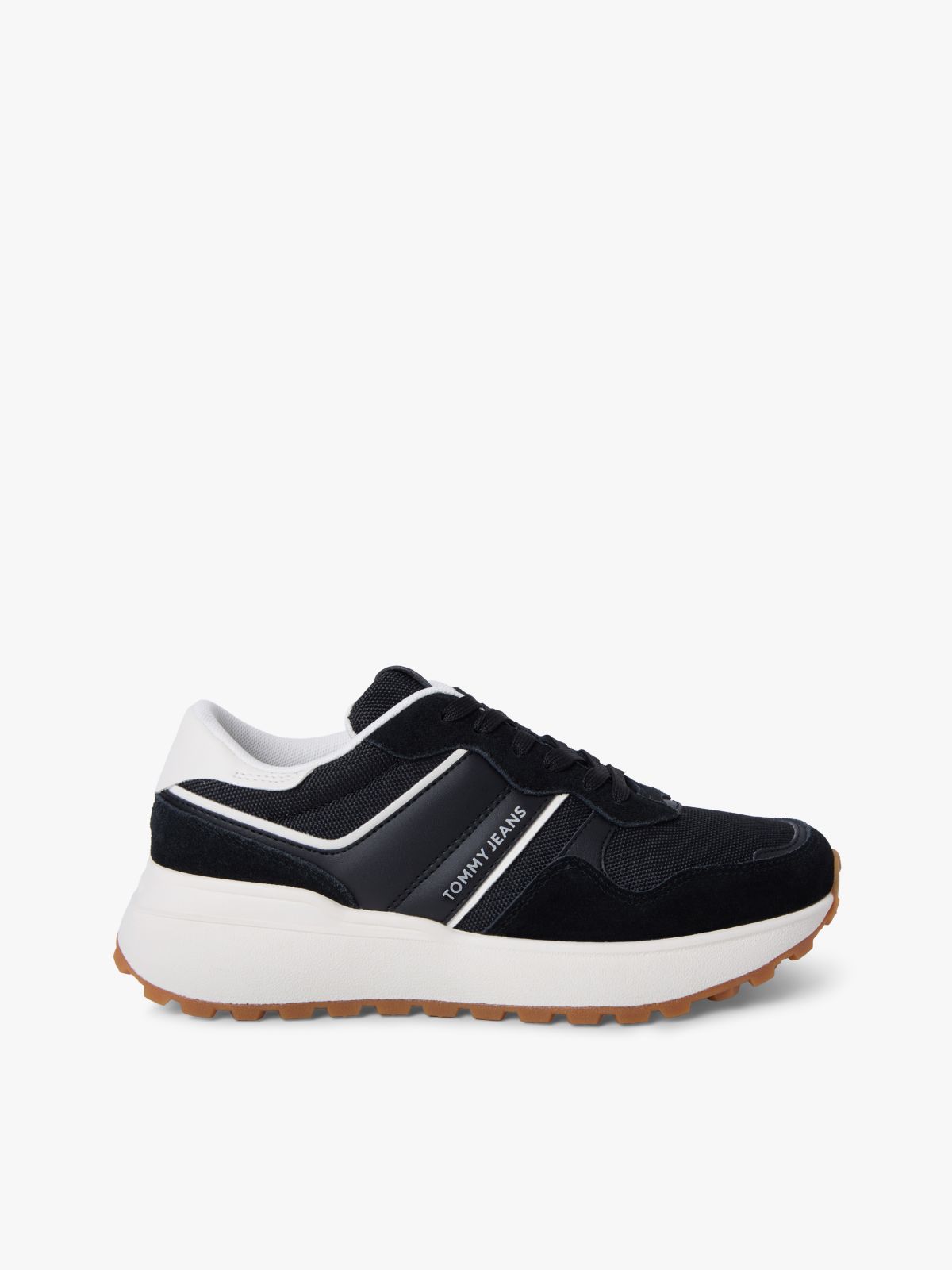 Suede Cleat Mixed Texture Trainers — Black