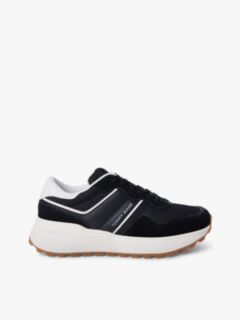 Suede Cleat Mixed Texture Trainers — Black 1