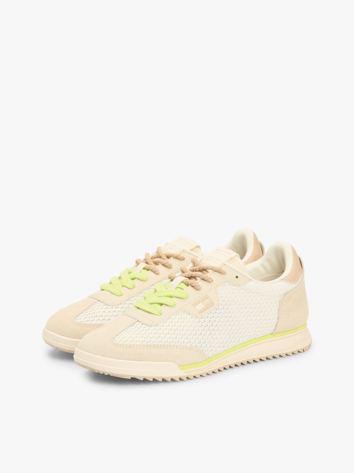 Low Profile Mixed Texture Knit Trainers — Green