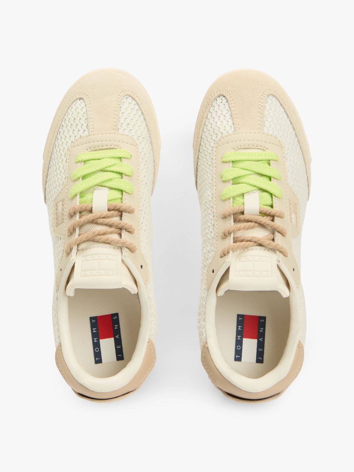 Low Profile Mixed Texture Knit Trainers — Green