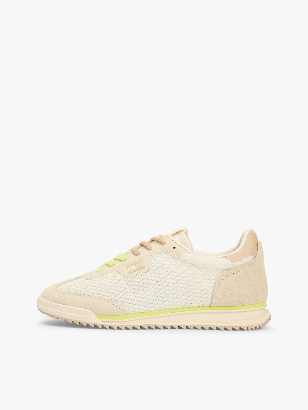 Low Profile Mixed Texture Knit Trainers — Green