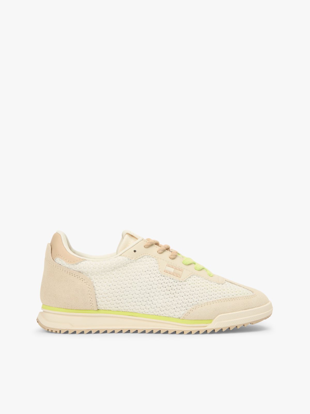 Low Profile Mixed Texture Knit Trainers — Green