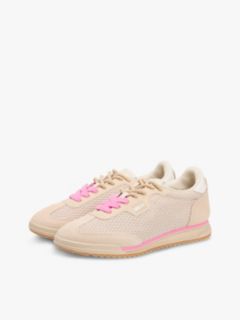 Low Profile Mixed Texture Knit Trainers — Pink 2