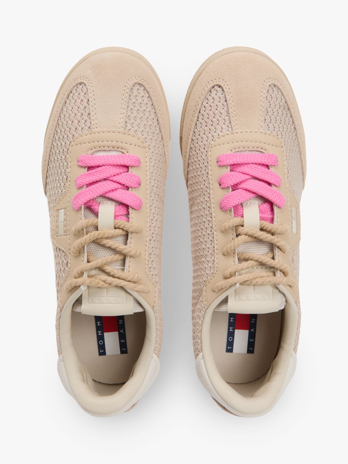 Low Profile Mixed Texture Knit Trainers — Pink