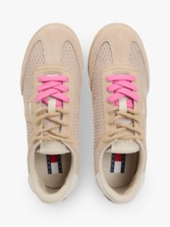 Low Profile Mixed Texture Knit Trainers — Pink 3