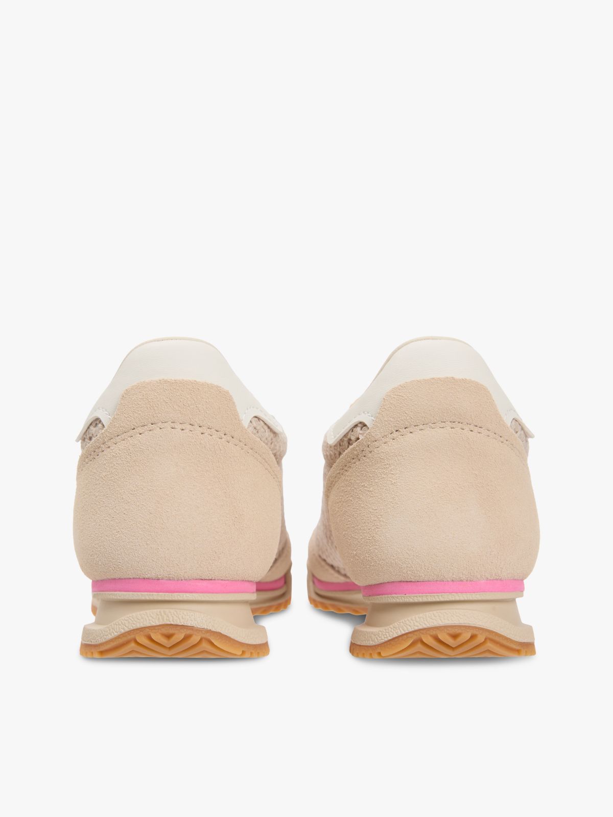 Low Profile Mixed Texture Knit Trainers — Pink