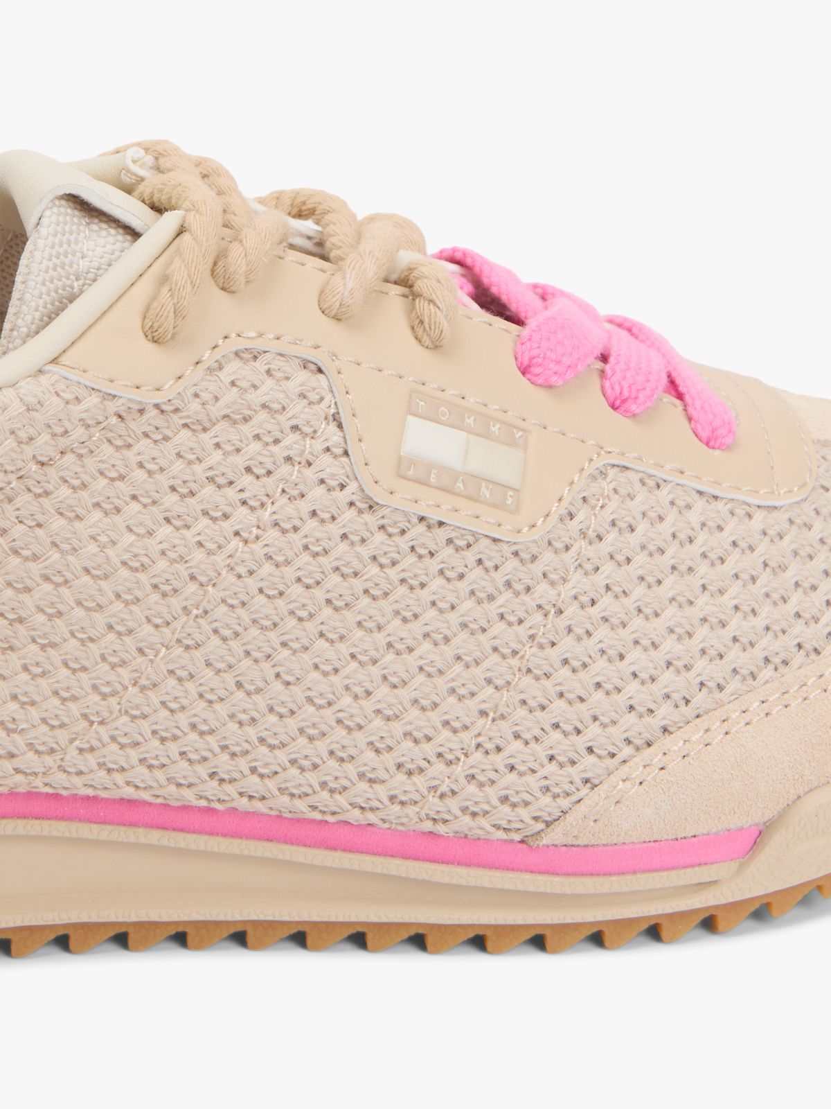 Low Profile Mixed Texture Knit Trainers — Pink