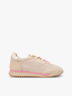 pink niedrig geschnittener sneaker mit strukturmix für damen - tommy jeans