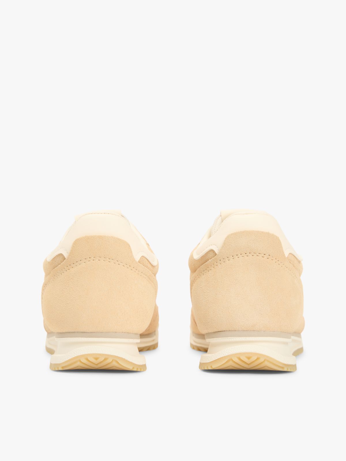 Low Profile Suede Serrated Trainers — Beige