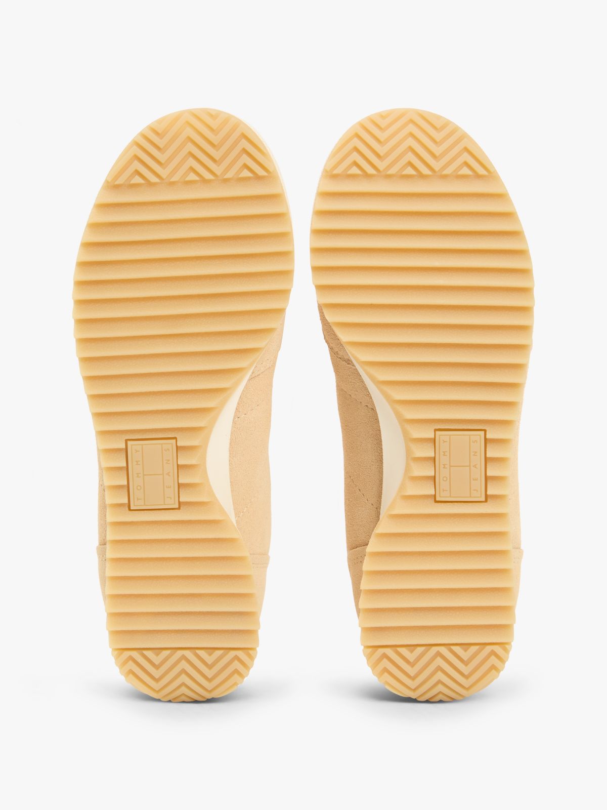 Low Profile Suede Serrated Trainers — Beige