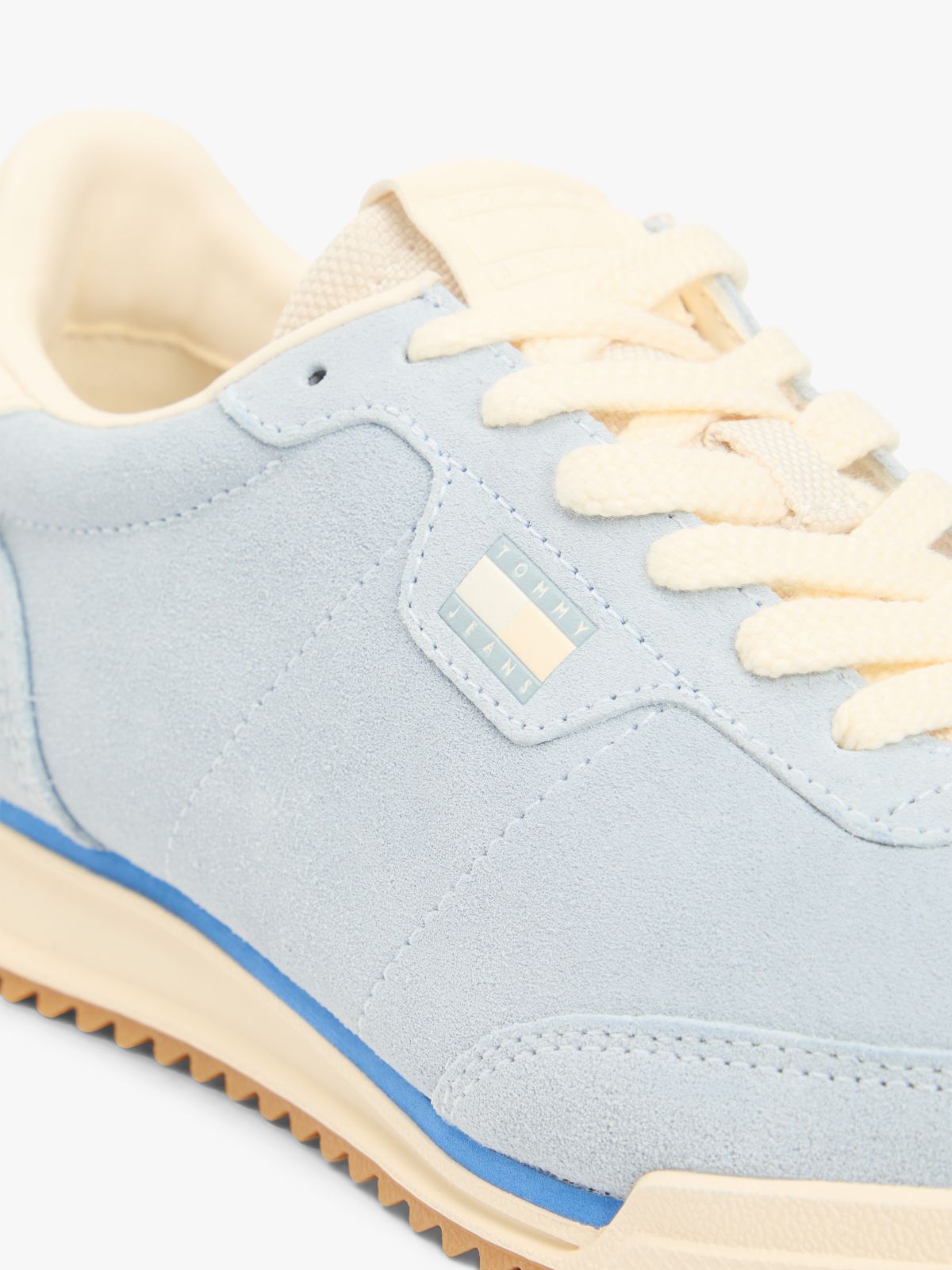 Low Profile Suede Serrated Trainers — Blue