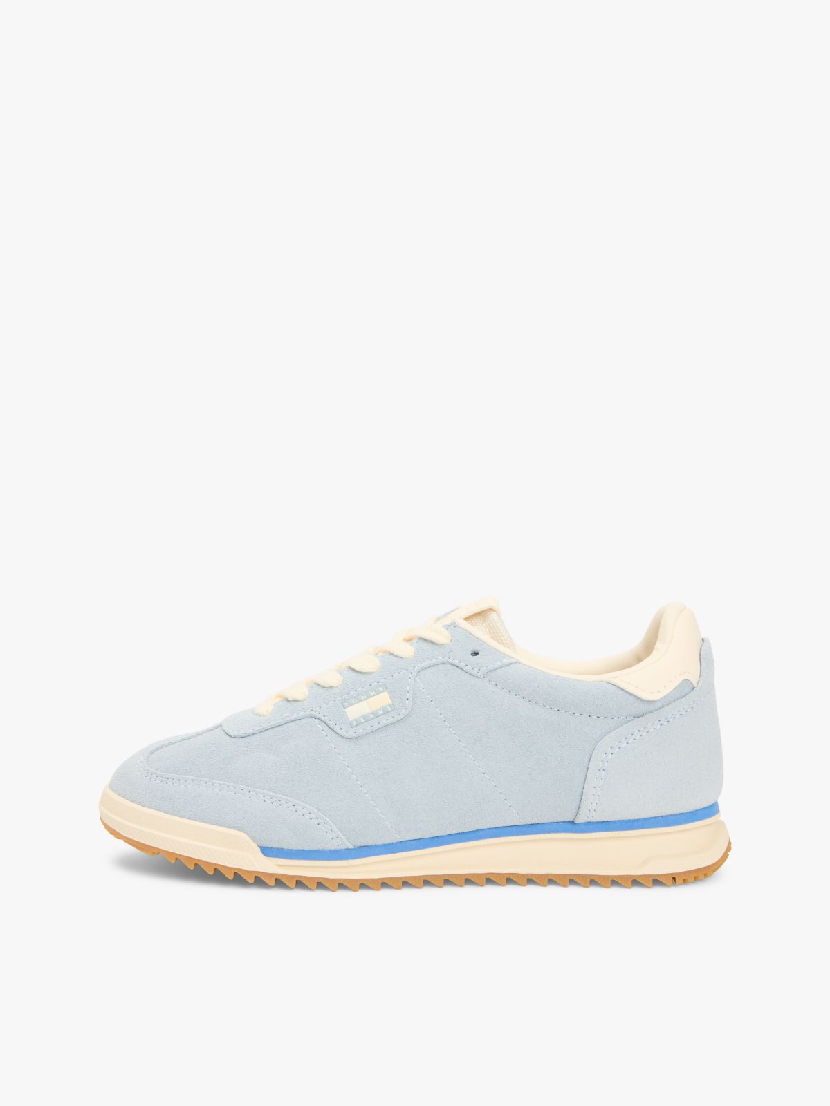 Low Profile Suede Serrated Trainers — Blue
