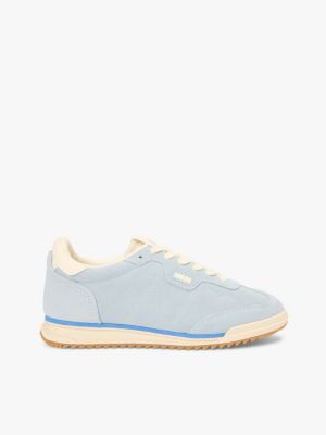 blue niedrig geschnittener sneaker aus veloursleder für damen - tommy jeans