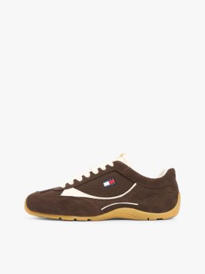 braun archive runner-sneaker aus veloursleder für damen - tommy jeans
