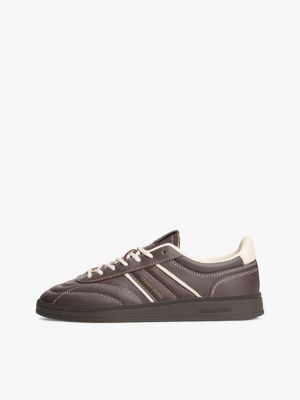 brown the greenwich leather trainers for women tommy jeans