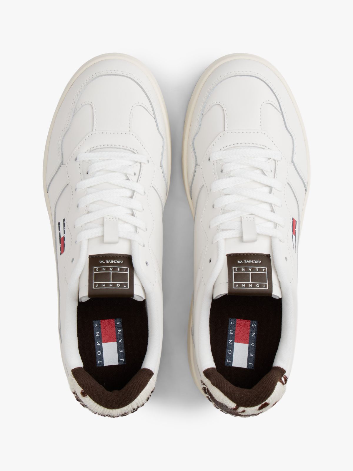 Archive Court Cow Print Leather Trainers — Brown
