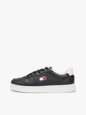 zapatillas the greenwich de piel negro de mujeres tommy jeans