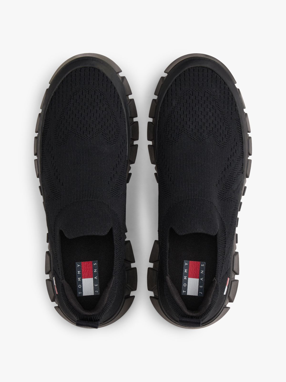 Chunky Cleat Knit Trainers — Black