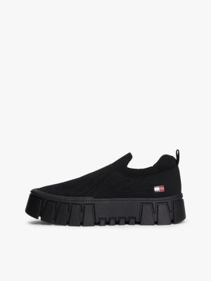 black chunky cleat knit trainers for women tommy jeans