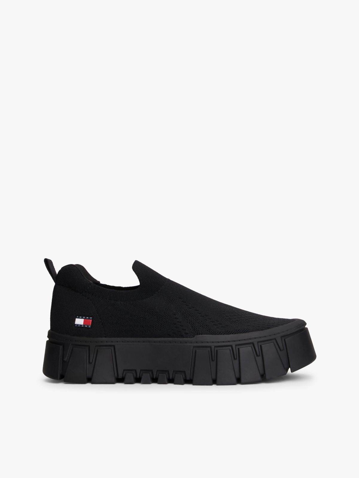 Chunky Cleat Knit Trainers — Black