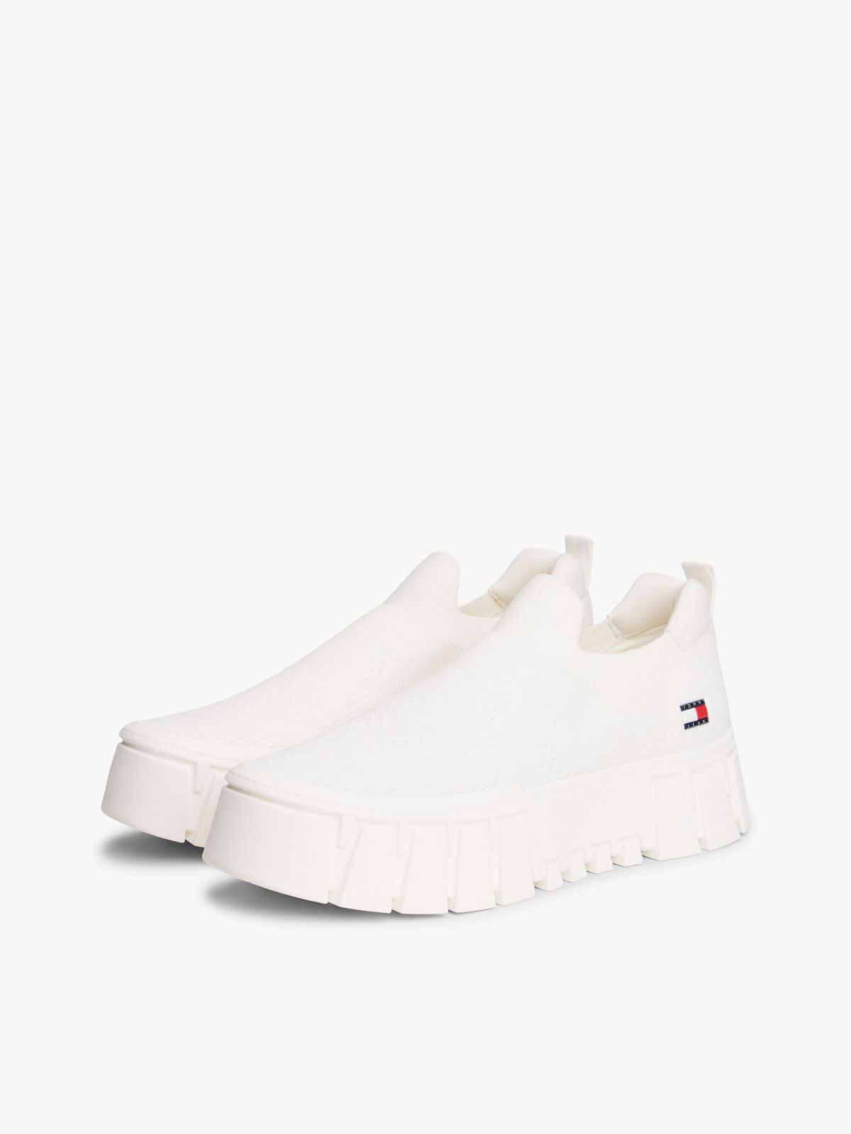 Chunky Cleat Knit Trainers — White