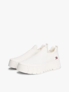 Chunky Cleat Knit Trainers — White 2