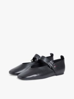 Leather Buckle Ballerinas — Black 2